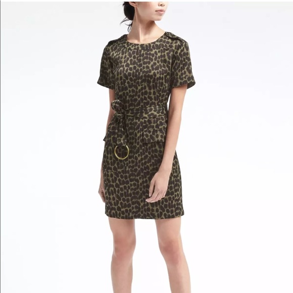 green and black animal print dress